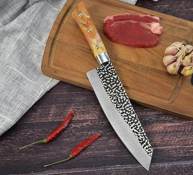 Stainless Chef's Knife Marbled Handle Diagonal Kitchen Knife Meat Slicing Knife Household Kitchen Knives