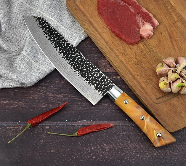 Stainless Chef's Knife Marbled Handle Diagonal Kitchen Knife Meat Slicing Knife Household Kitchen Knives