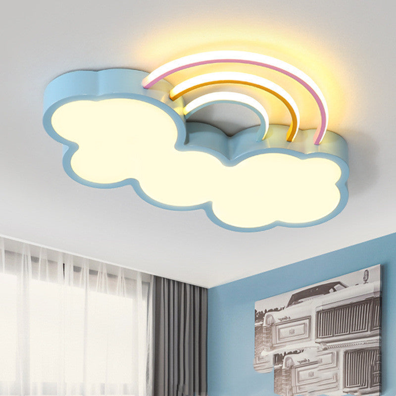 Lampe nordique pour enfants, lampe de plafond à LED pour protection des yeux, lampe de chambre simple en forme de nuage arc-en-ciel, lampe de chambre pour garçon et fille