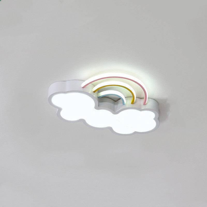 Lampe nordique pour enfants, lampe de plafond à LED pour protection des yeux, lampe de chambre simple en forme de nuage arc-en-ciel, lampe de chambre pour garçon et fille