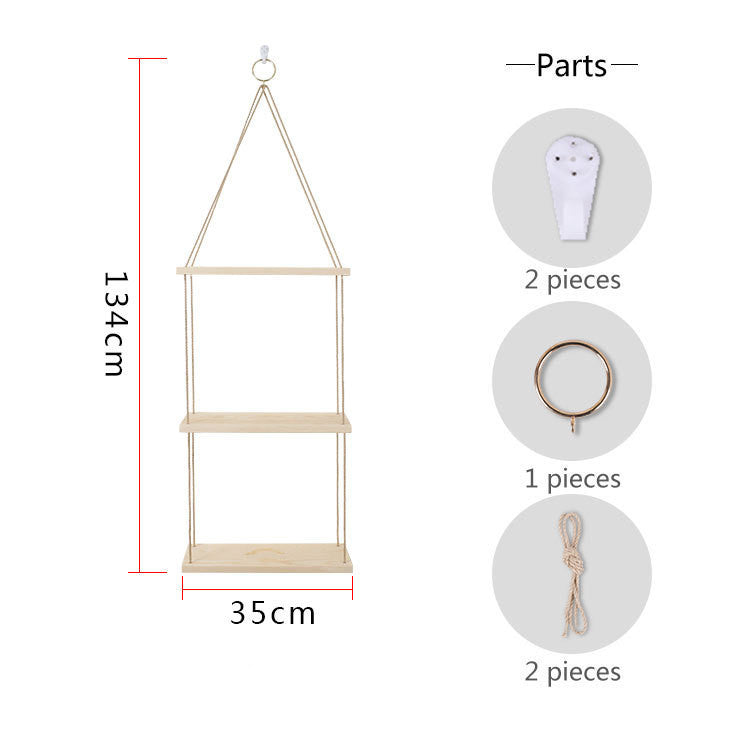 Nordic Ins Hemp Rope Rack One-Word Partition Wall Decoration Wooden Frame Retro Partition Soft Decoration-With Hemp Rope