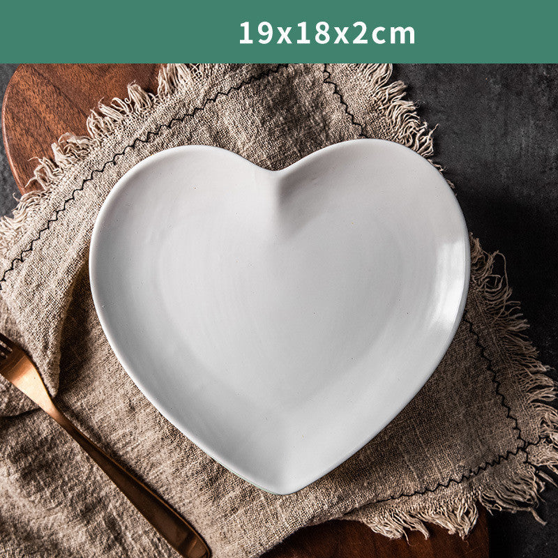 Heart-Shaped Plate Nordic Breakfast Tableware Western Plate Web Celebrity