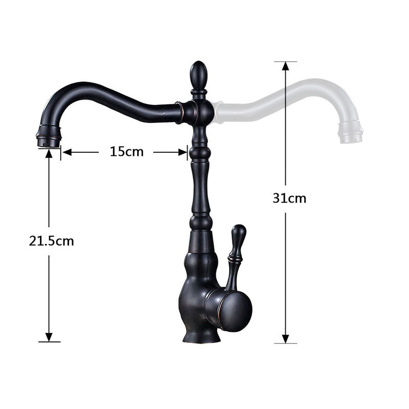 Kitchen Sink Sink Black Bronze Faucet Personality Ceramic Handle Black Copper Hot And Cold Water Faucet