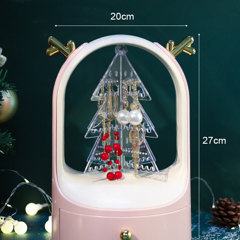 Elk Starry Sky Earring Storage Rack Earrings Jewelry Necklace Jewelry Multi-Cell Box Large Capacity Dustproof Display Stand