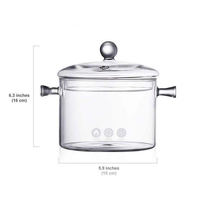 Transparent Double Ear Glass Pot For Cooking With Fire