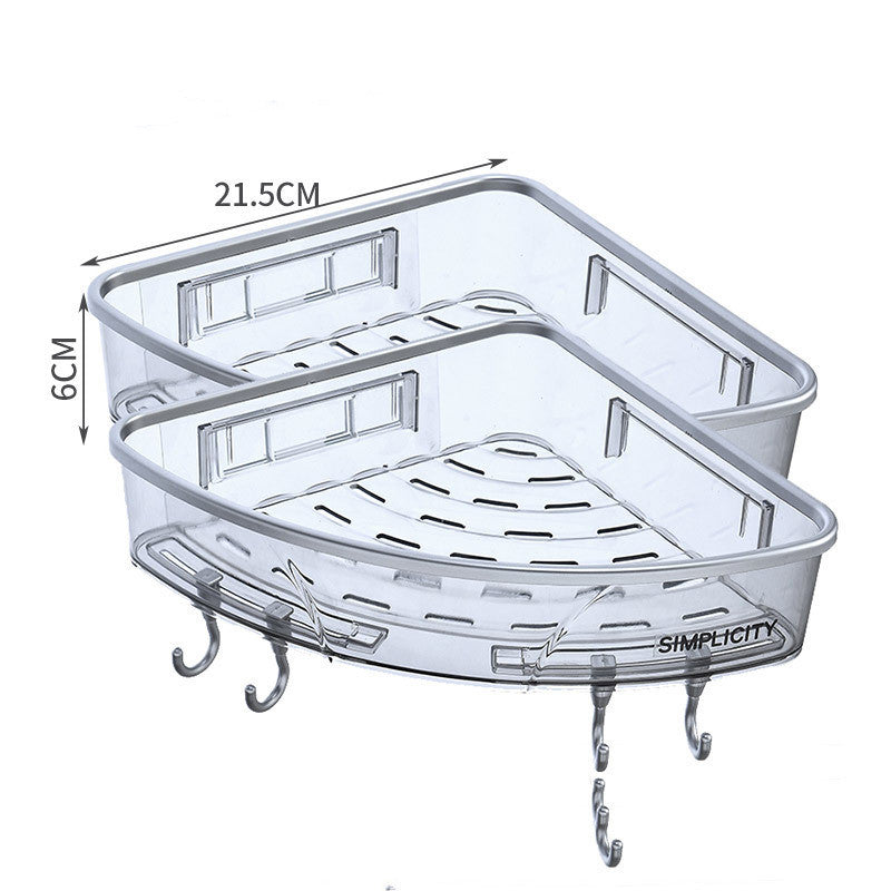 Étagère de salle de bain murale triangulaire avec crochets pour porte-serviettes, organisateur pour articles ménagers et accessoires de salle de bain