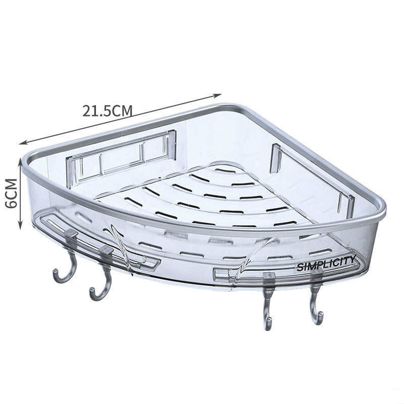 Étagère de salle de bain murale triangulaire avec crochets pour porte-serviettes, organisateur pour articles ménagers et accessoires de salle de bain