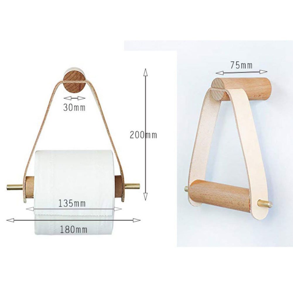 Toilet Hotel Paper Towel Holder Wooden Vertical Creative Paper Roll Holder Household Paper Roll Perforation-Free Hanger Paper Towel Holder