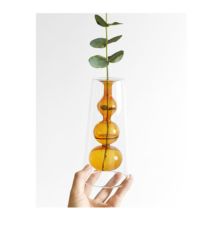 Vase en verre teinté rétro pour plantes hydroponiques