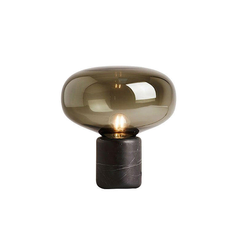 Lampe de table de luxe moderne et minimaliste en marbre gris fumé pour salon, chambre à coucher, bureau