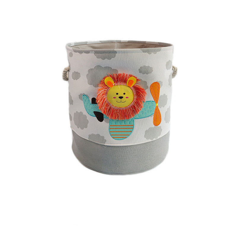 Foldable Cartoon Toy Storage Basket Cotton Linen Storage Bucket Baby Dirty Clothes Basket Lou