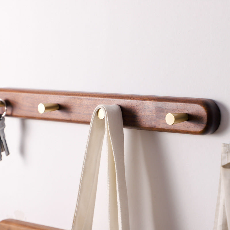 Black Walnut Coat Hook Perforated Brass Hanger On The Wall