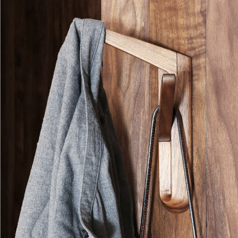 walnut wall clothes hanger modern coat rack  wall hanger  coat hook  coat rack with storage