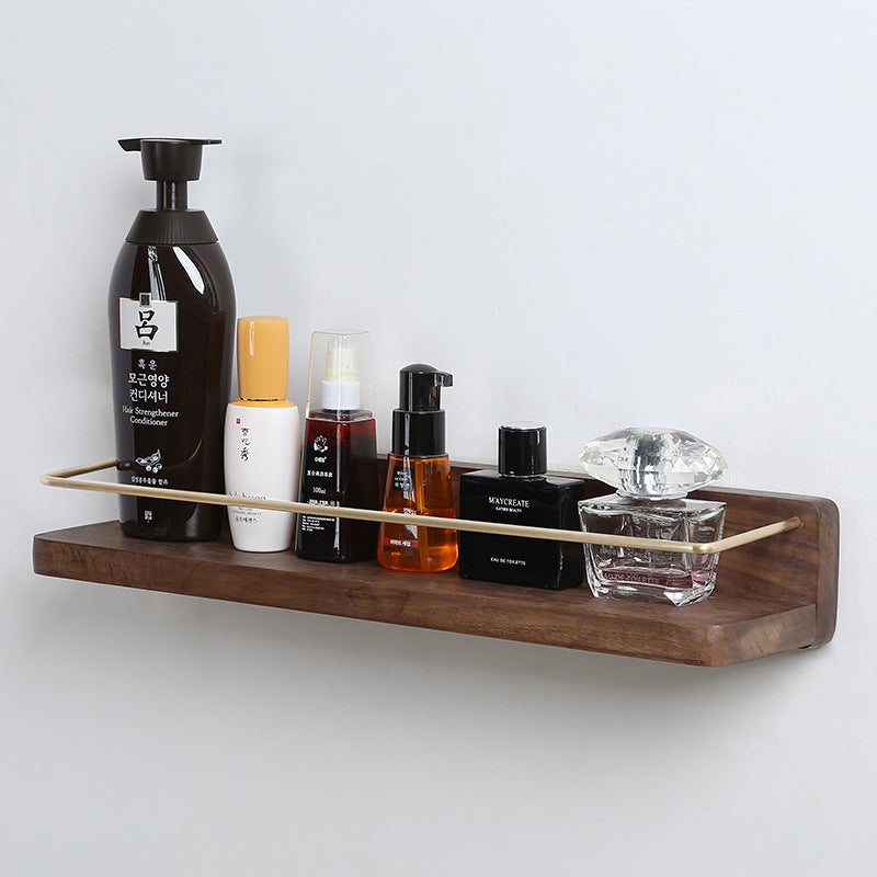 Solid Wood Bathroom Shelf Wall Towel Bar Nordic Wall Kitchen Free Punch