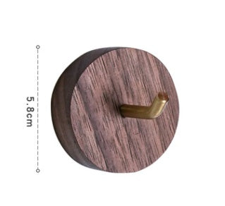 Punch-Free Solid Wood Bathroom Square Glue Hook Walnut Bathroom Wall Coat Hook Bedroom Clothes Hat Wall Hook