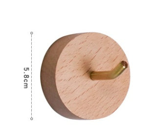 Punch-Free Solid Wood Bathroom Square Glue Hook Walnut Bathroom Wall Coat Hook Bedroom Clothes Hat Wall Hook