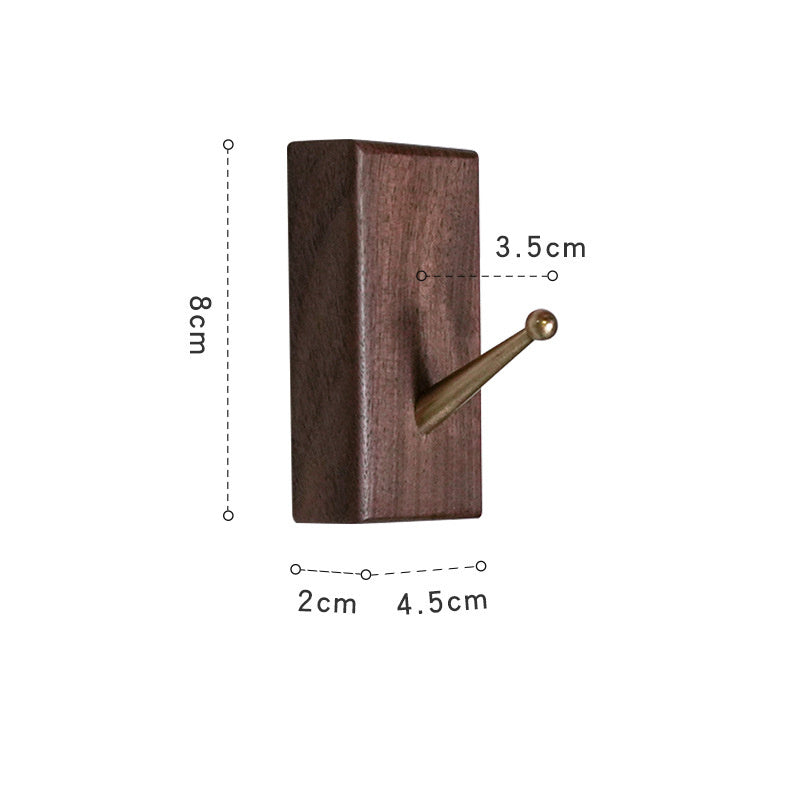 Punch-Free Solid Wood Bathroom Square Glue Hook Walnut Bathroom Wall Coat Hook Bedroom Clothes Hat Wall Hook