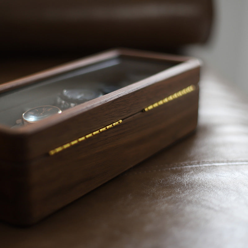 Boîte de rangement pour montre mécanique en bois massif, boîte de présentation pour montre à bijoux