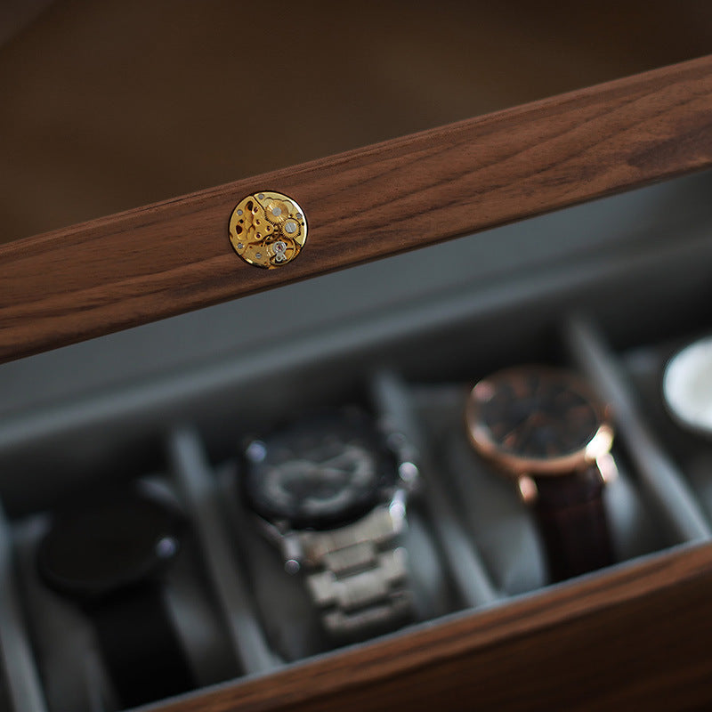 Boîte de rangement pour montre mécanique en bois massif, boîte de présentation pour montre à bijoux