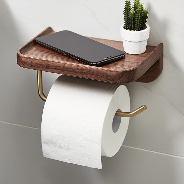 Solid Wood Creative Wall-mounted Paper Towel Rack Toilet Roll Holder Wall-mounted