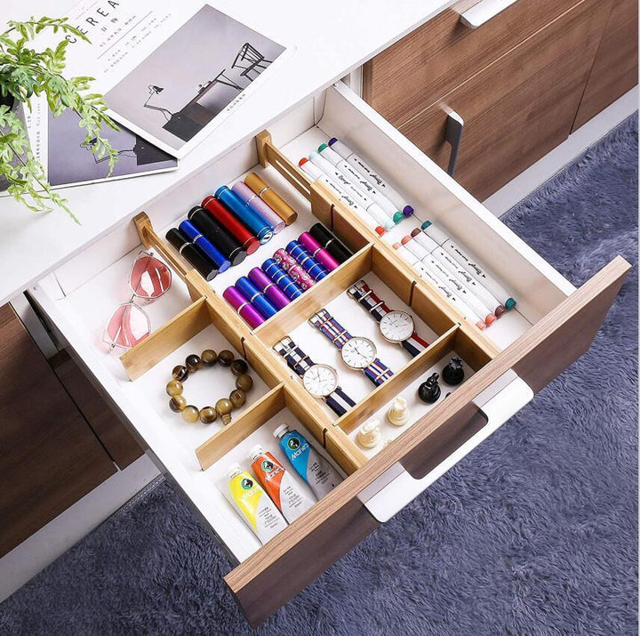 Convenient Retractable Bamboo Drawer Divider