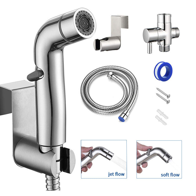 Compagnon de toilette en acier inoxydable, bouton d'arrêt d'eau, double fonction, ensemble de pistolet pulvérisateur