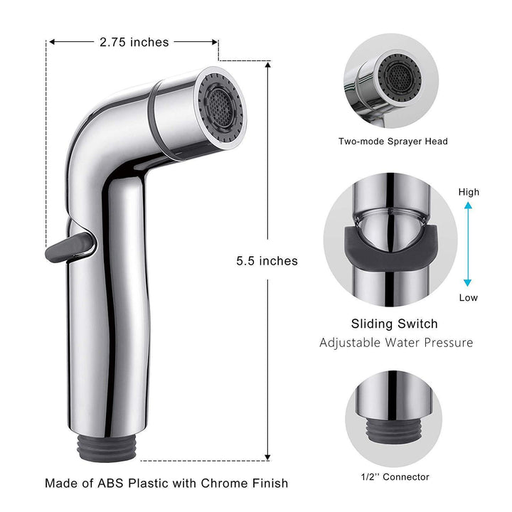 Stainless Steel Toilet Companion, Button Water Stop, Dual Function, Spray Gun Set