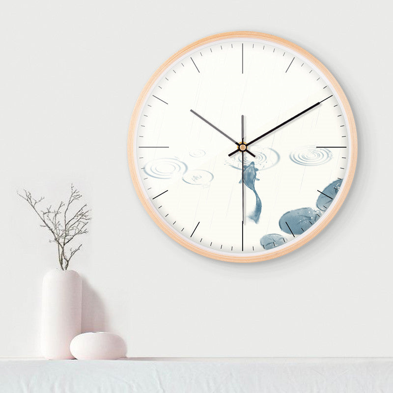 Simple Fashion Wall Clock Solid Wood Quartz Clock Bedroom Children's Room Clock