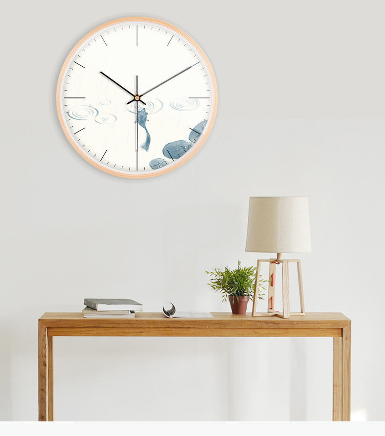 Simple Fashion Wall Clock Solid Wood Quartz Clock Bedroom Children's Room Clock