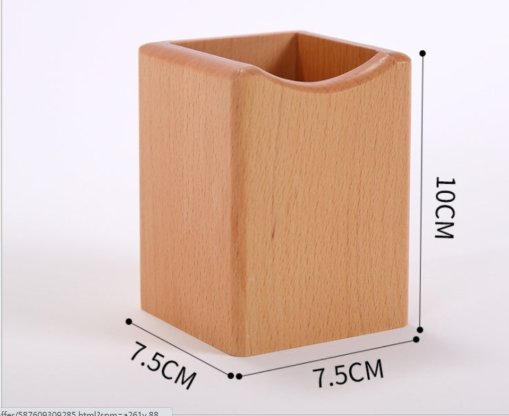 Bamboo Pen Pencil Holder Makeup Brush Storage Office Stationery Organizer Square Container