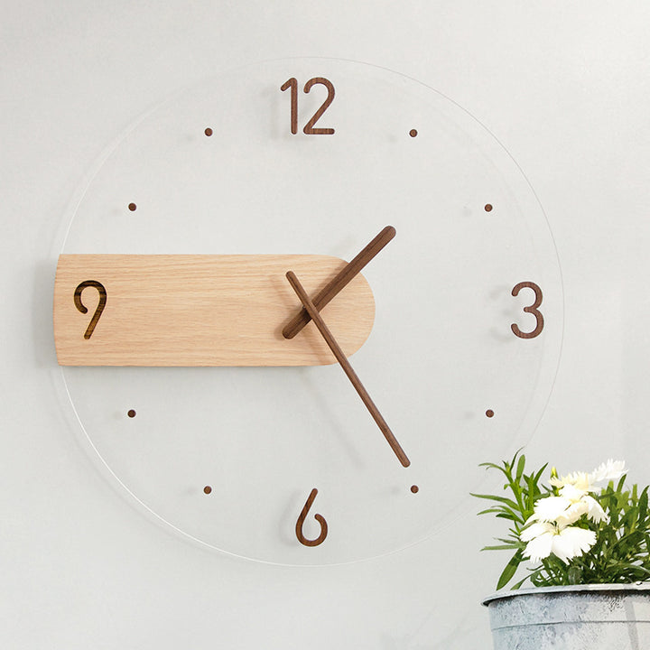 Nordic Wall Clock Creative Solid Wood Acrylic Glass