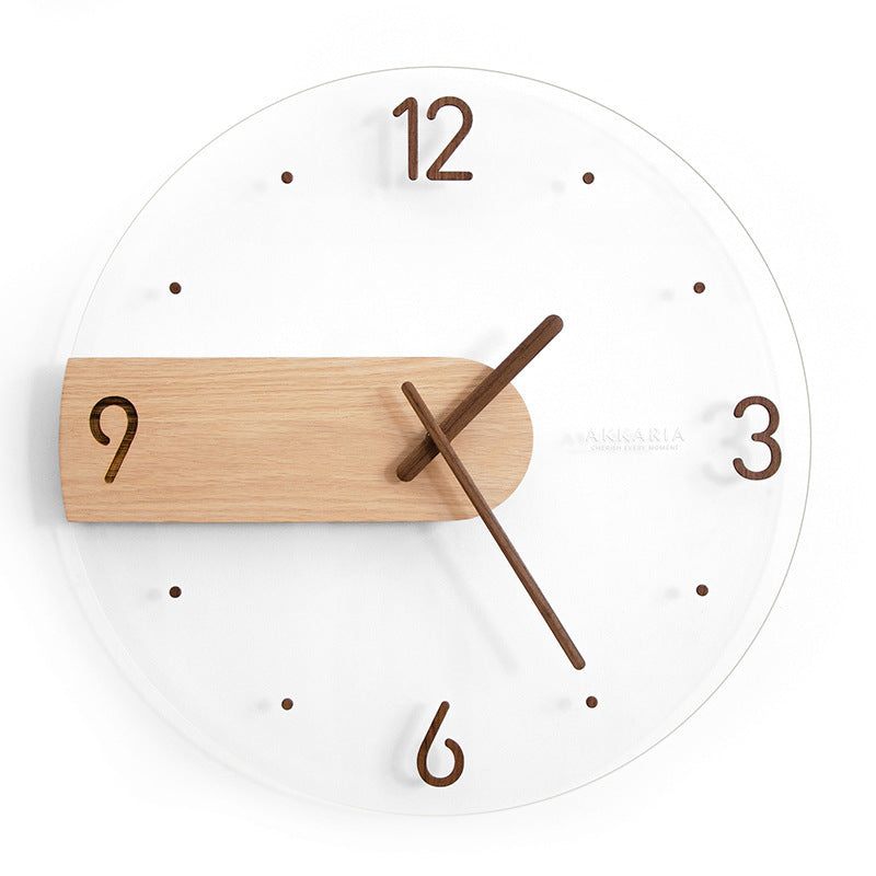 Nordic Wall Clock Creative Solid Wood Acrylic Glass