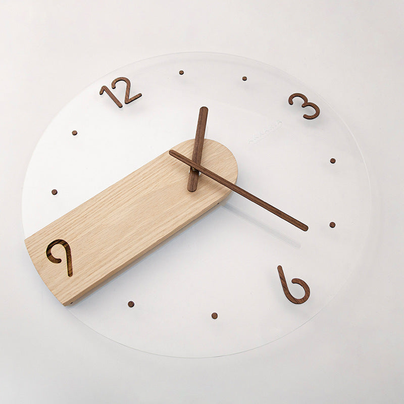 Nordic Wall Clock Creative Solid Wood Acrylic Glass