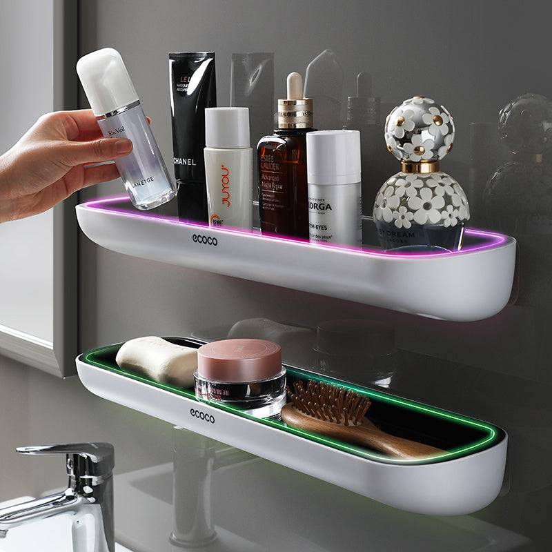 Punch-free wall-mounted bathroom storage rack