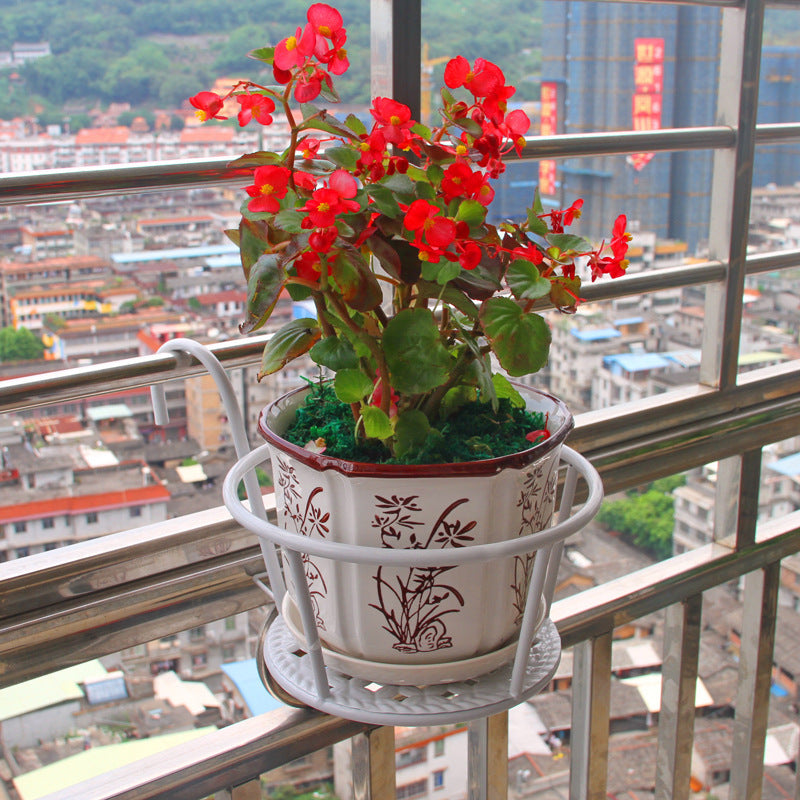 Schmiedeeisen Balkon Blumenständer Geländer Blumenständer Leitplanke Hängender Blumentopf