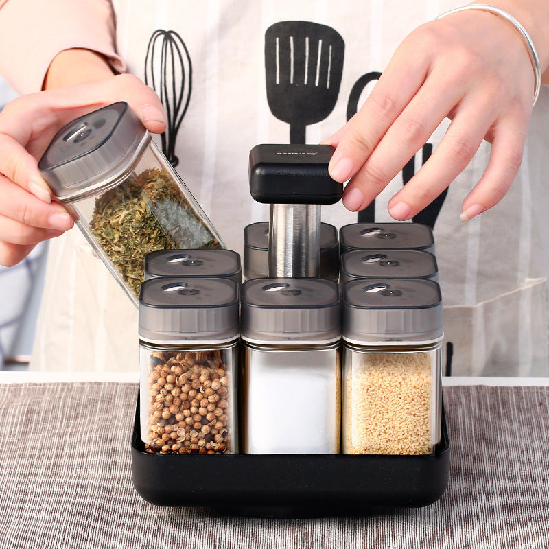 Spice Jar Glass Organizer Pepper Seasoning Container Kitchen