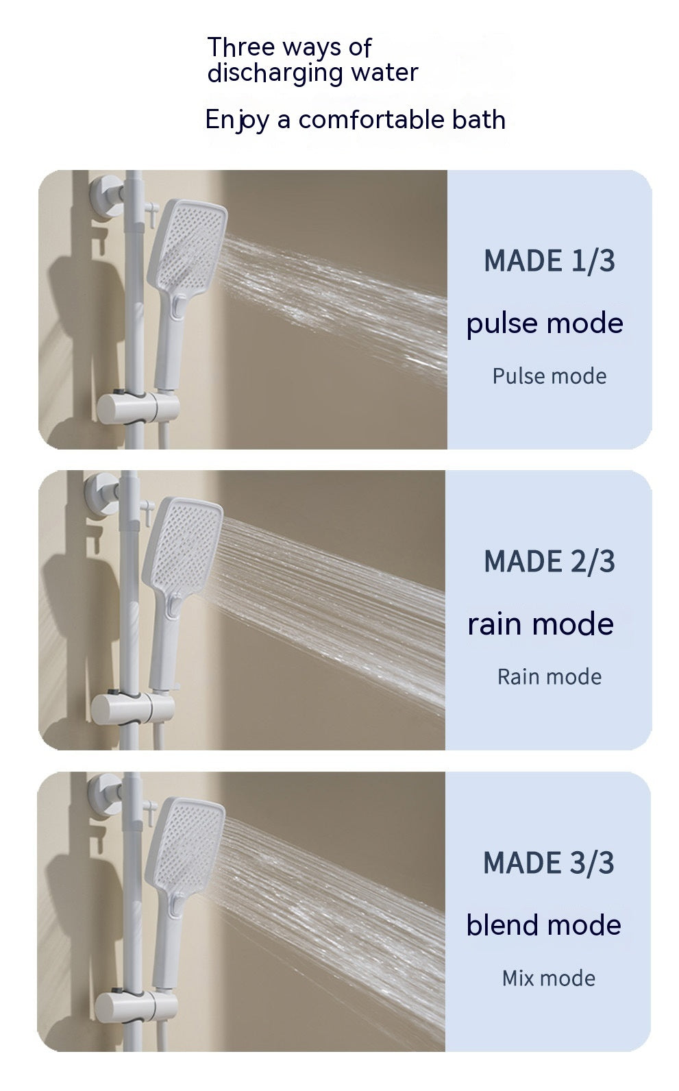 Copper Button Constant Temperature Shower Set Digital Display Large Shower Set Gray Suit