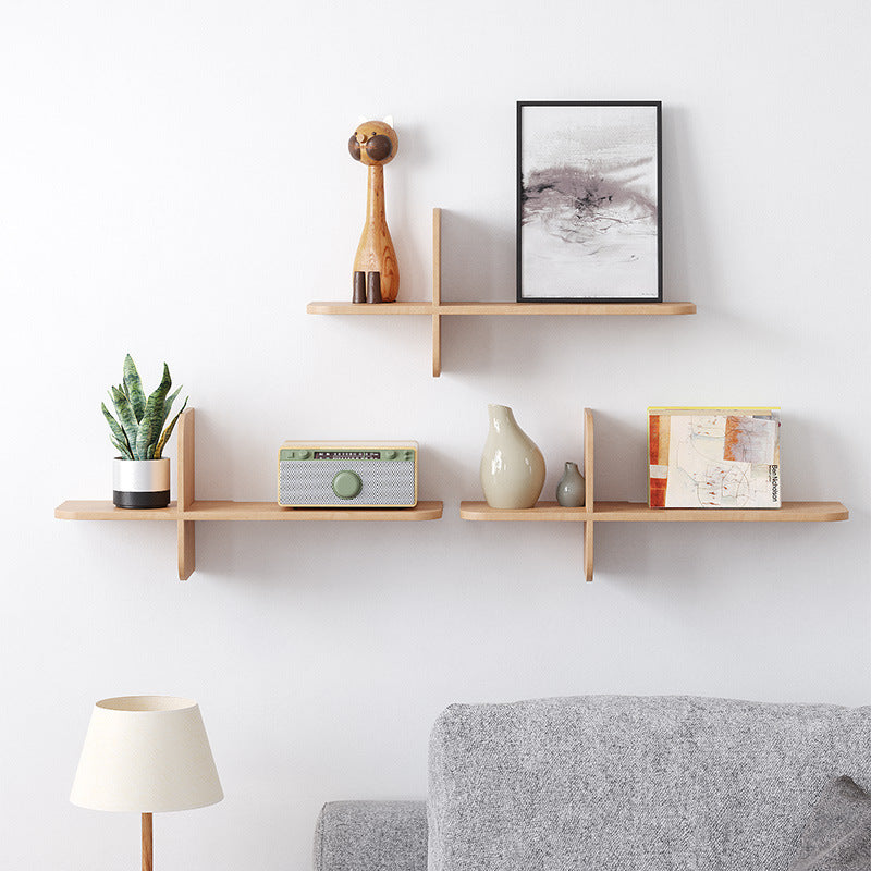 Solid Wood Wall Shelf Flat Partition