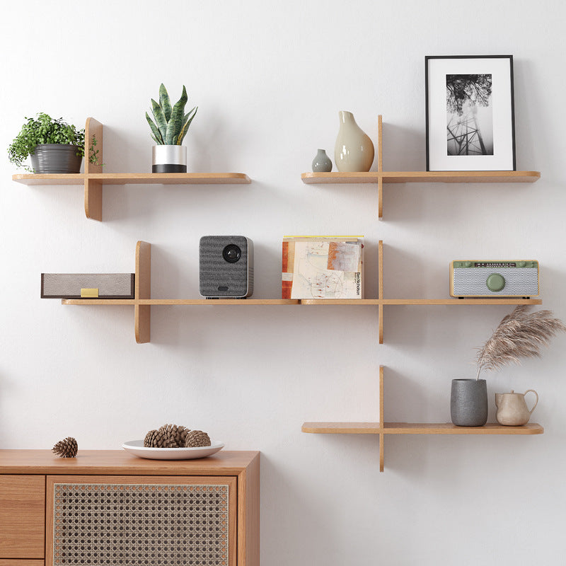 Solid Wood Wall Shelf Flat Partition