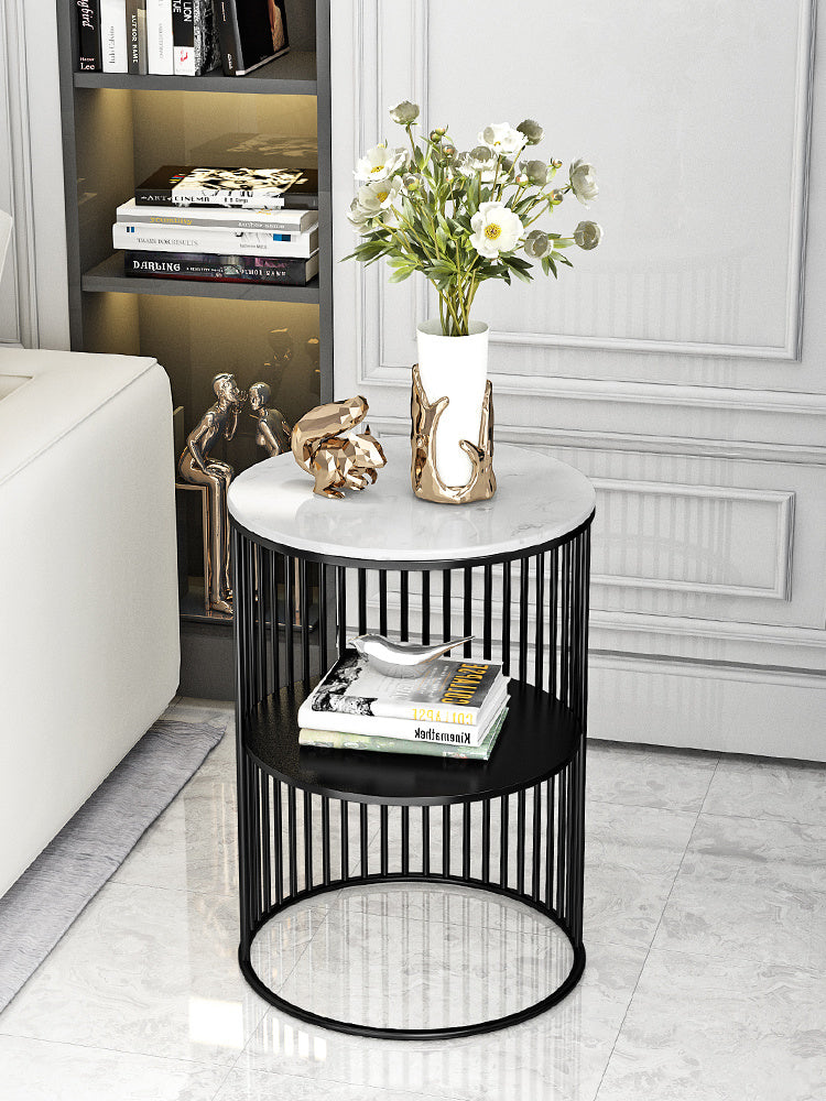 Petite table basse en fer forgé pour salon, mini étagère de rangement