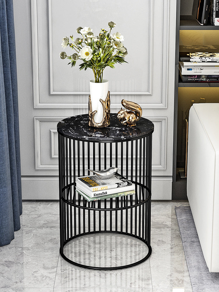 Petite table basse en fer forgé pour salon, mini étagère de rangement