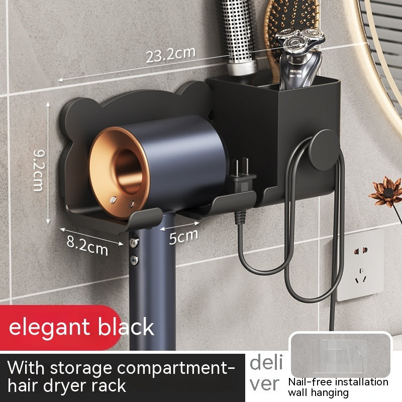 Punch-free Wall-mounted Hair Dryer Storage Rack