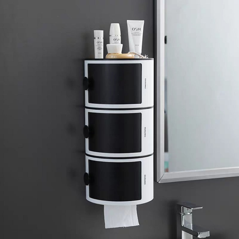 Toilet Household Storage Roll Paper Holder Perforated Free Wall Hanging Rack Multifunctional Laminated Waterproof