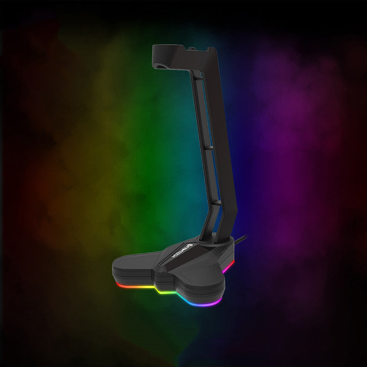 LED illuminated RGB headphone holder