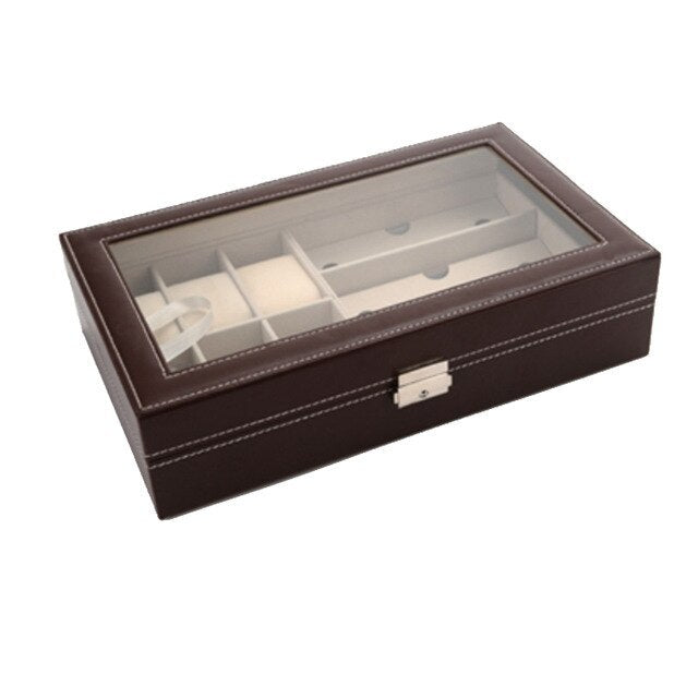 Watch Box Stock Wooden Glasses Case Pu Watch Jewelry Box