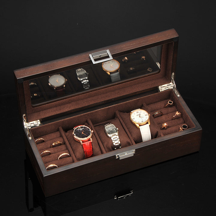 Watch Ring Storage Box Jewelry Box Glass Sunroof Watch Box Wooden