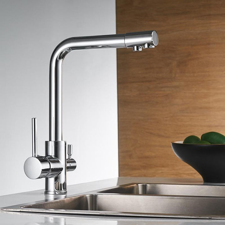 Copper tube kitchen hot and cold wash basin rotating faucet