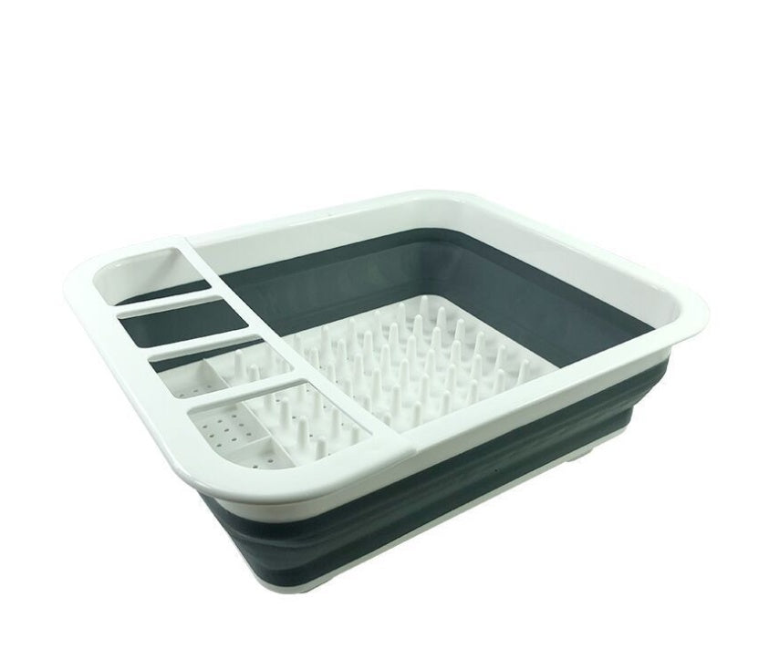 Folding kitchen drain dish rack