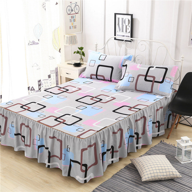 Three-piece bed skirt and bedspread