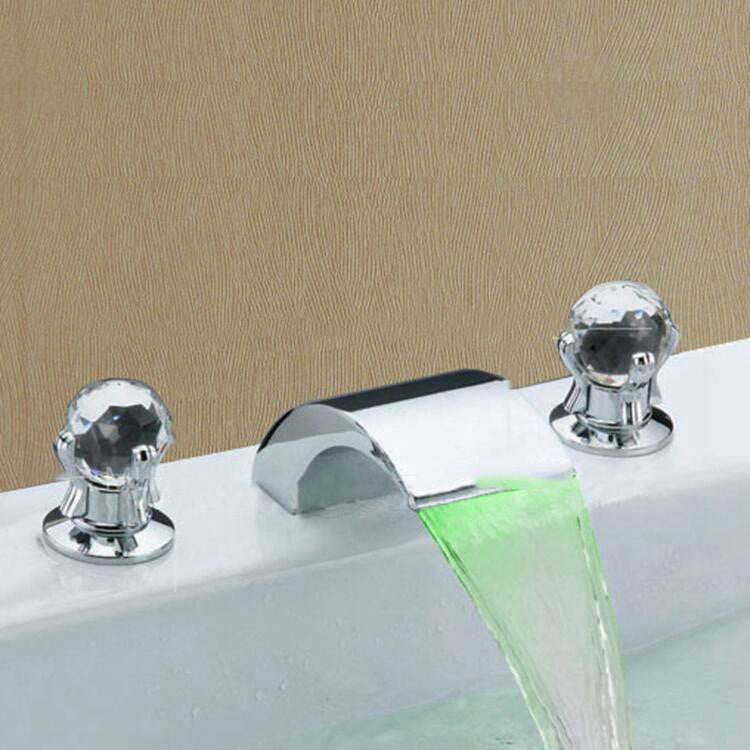 LED waterfall three-piece basin faucet